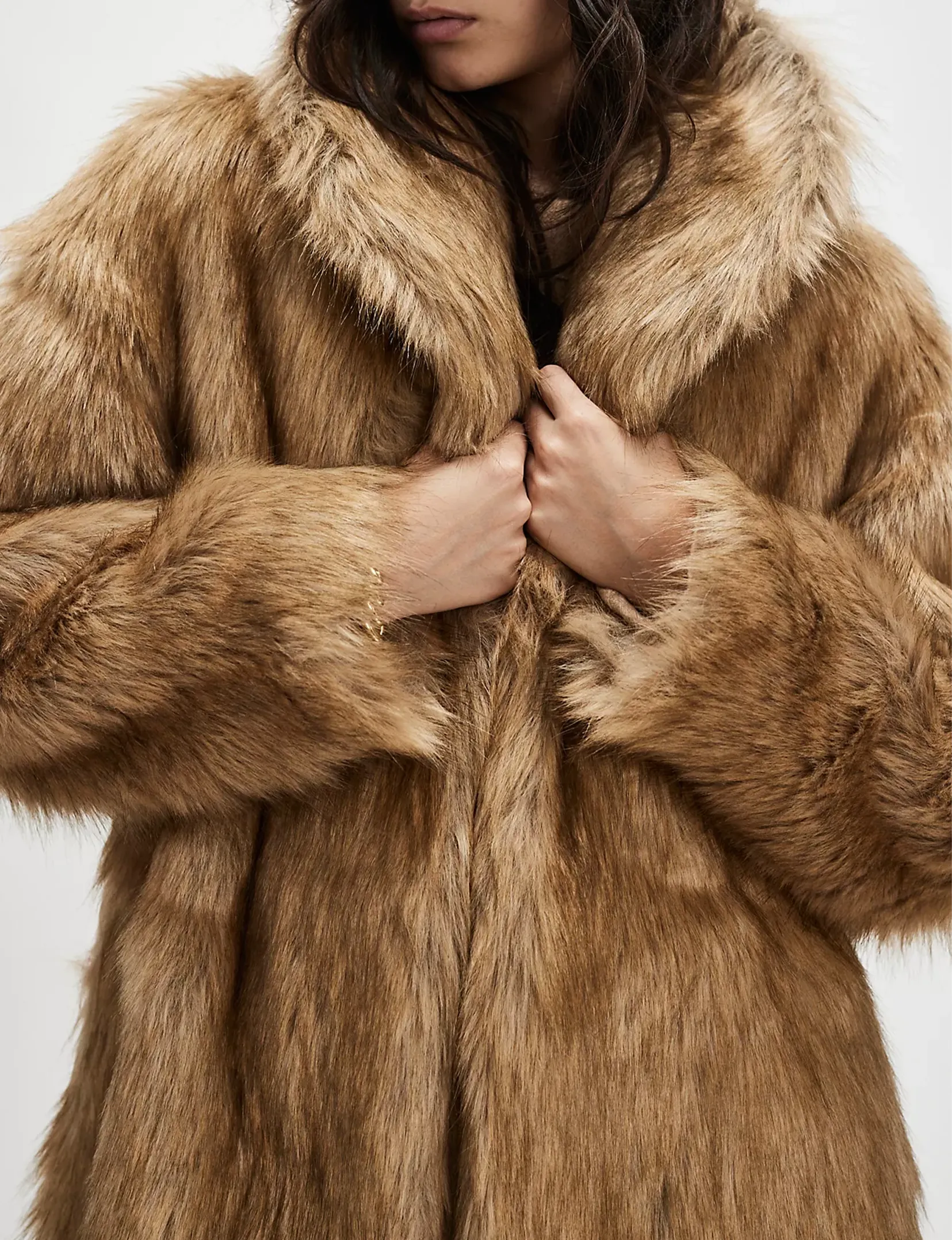 Annice Fur Coat, Sandy Fox/Combo