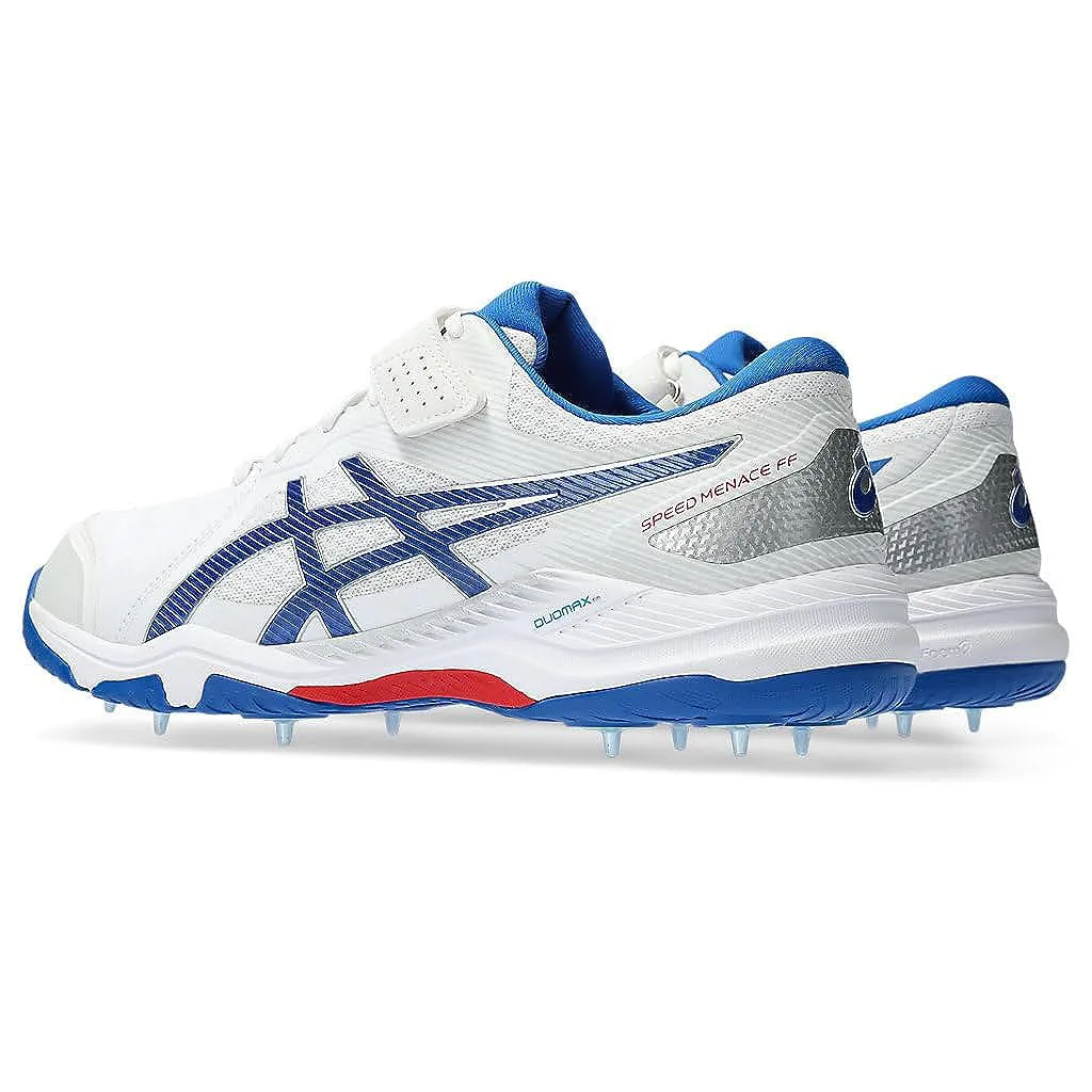 Asics Speed Menace FF Metal Spikes Cricket Shoes - White/Tuna Blue