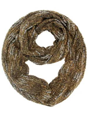 Beige Fuzzy Marled Winter Knit Unisex Infinity Scarf