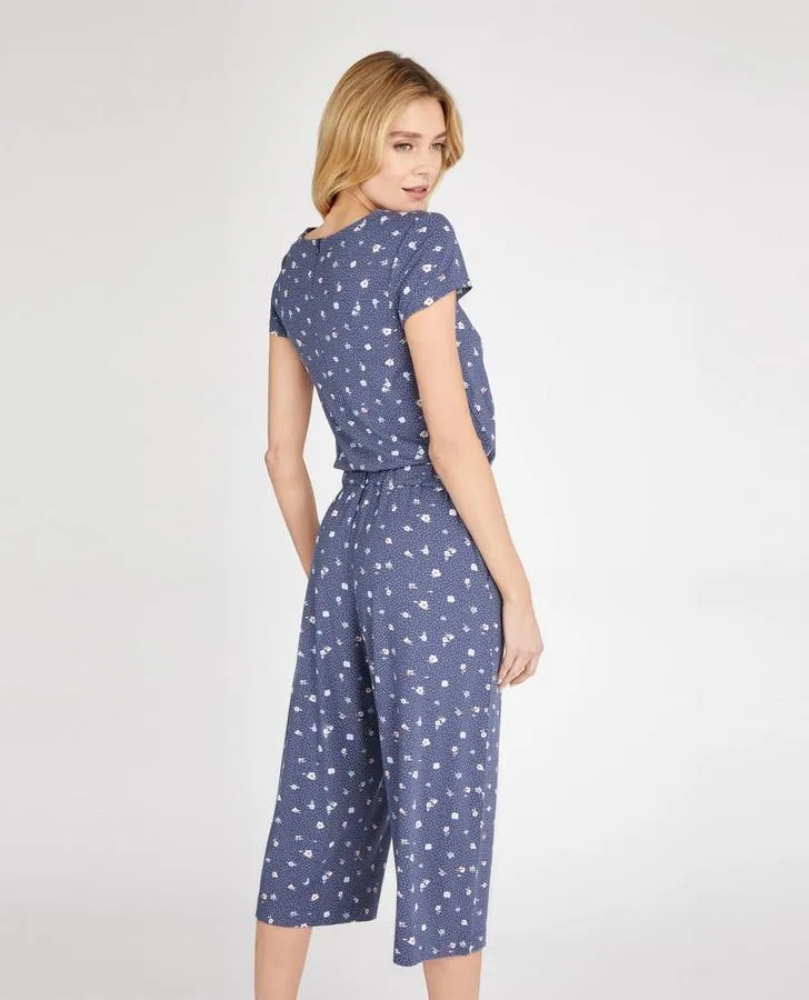 Cap Sleeve Crop Ditsy Spot Jumpsuit