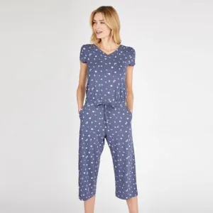 Cap Sleeve Crop Ditsy Spot Jumpsuit