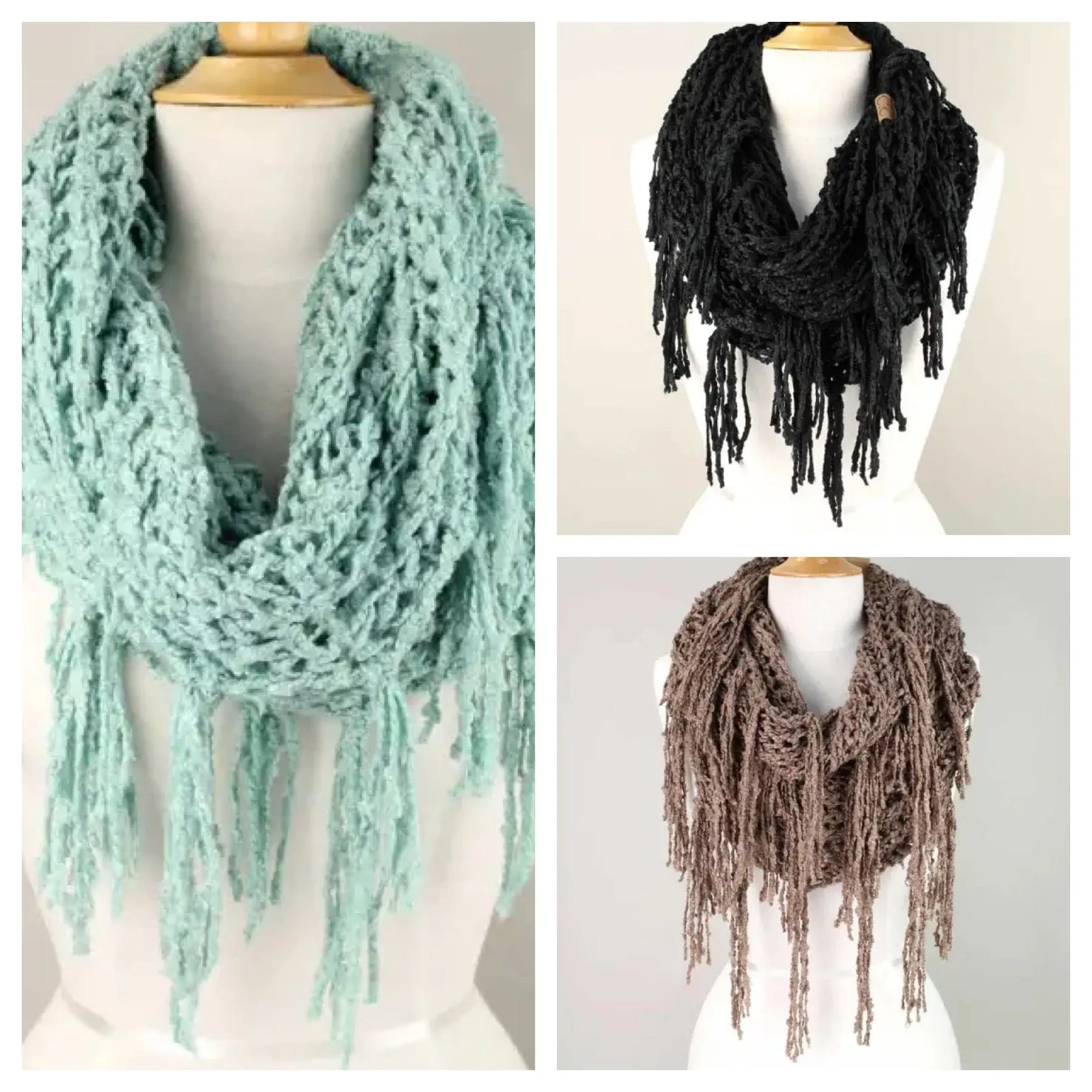 C.C Women’s Chenille Infinity Scarf w/ Tassel