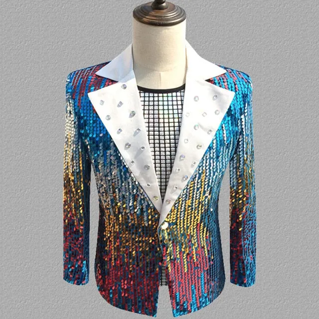 Colorful Rainbow Sequins Decorated Dress Tuxedo