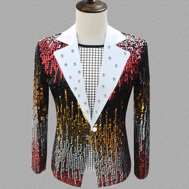 Colorful Rainbow Sequins Decorated Dress Tuxedo