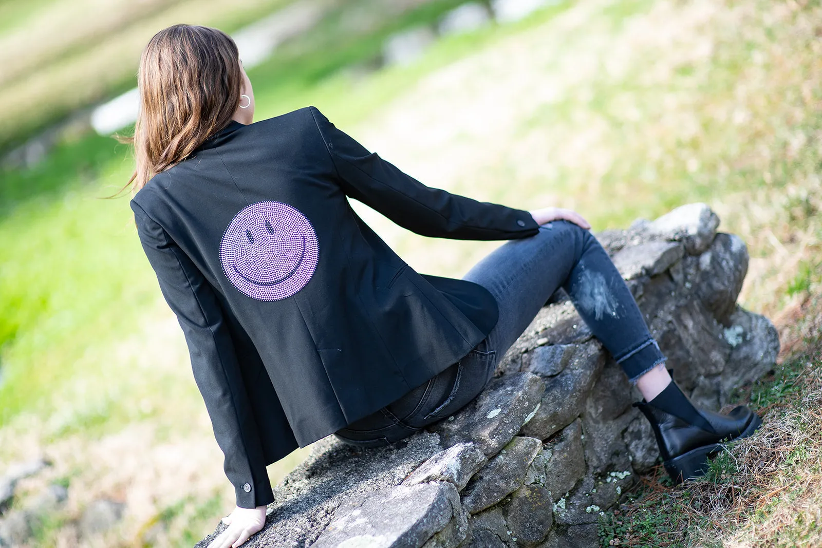 Crystal Happy Face Blazer