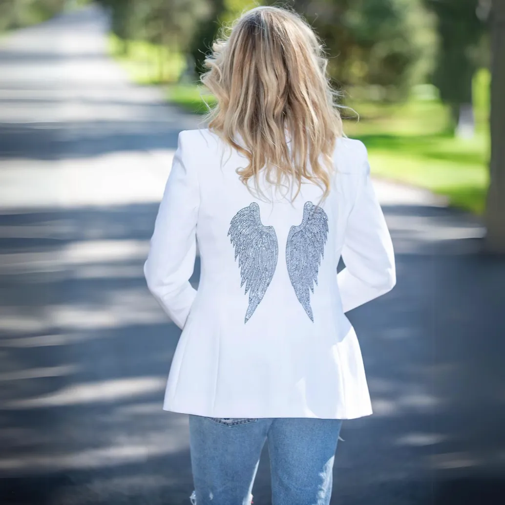 Crystal Wings Blazer  - White Sale