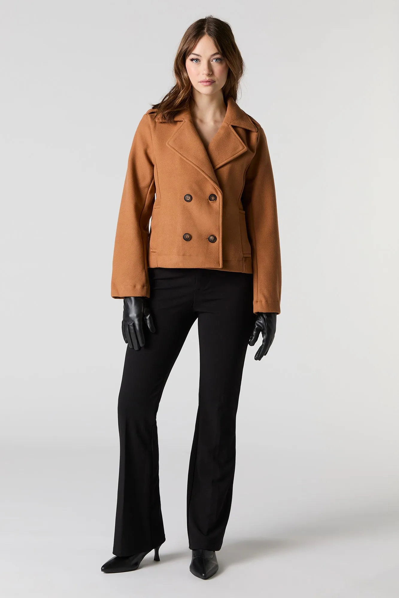 Double Breasted Cropped Peacoat