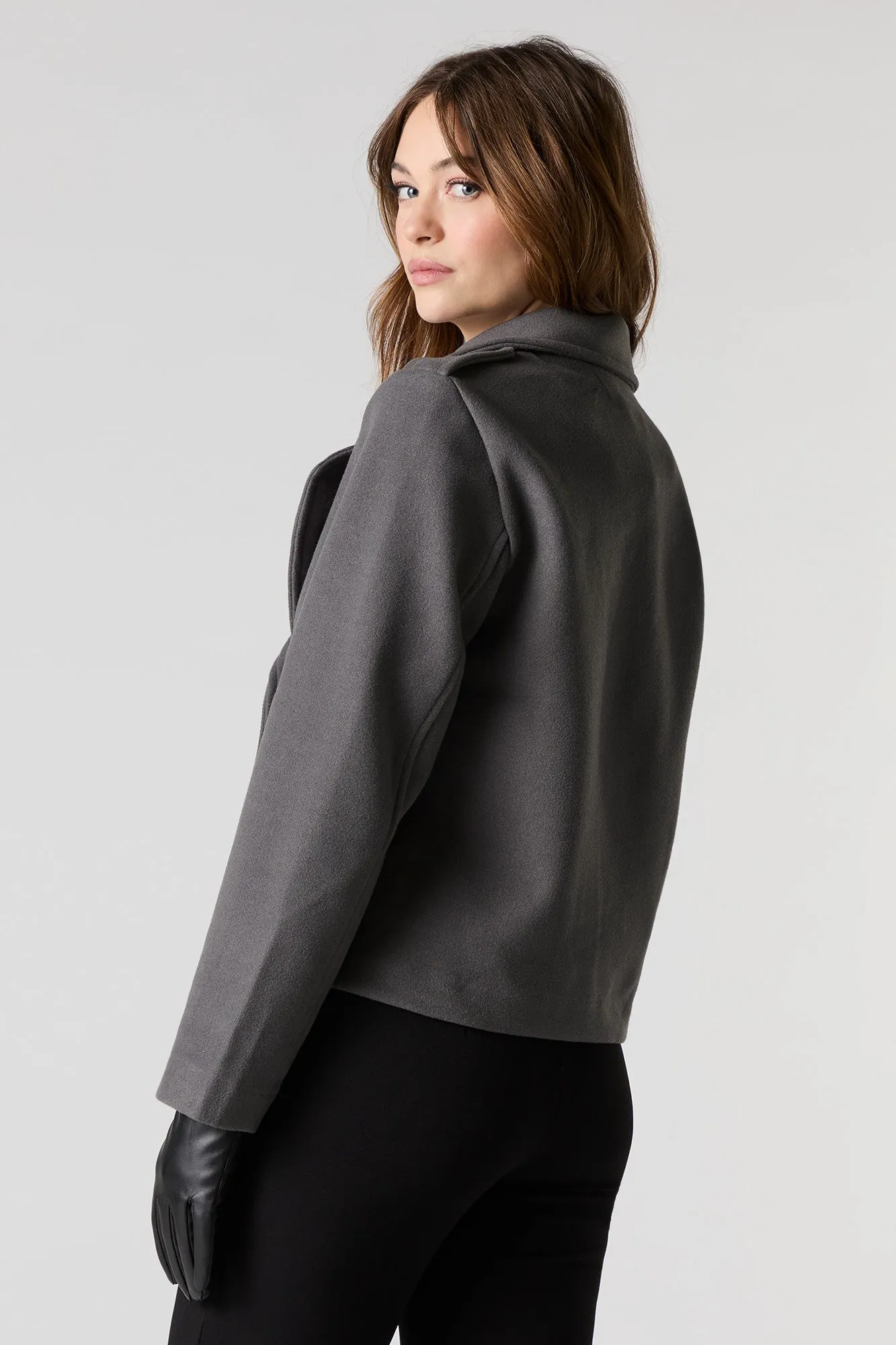 Double Breasted Cropped Peacoat