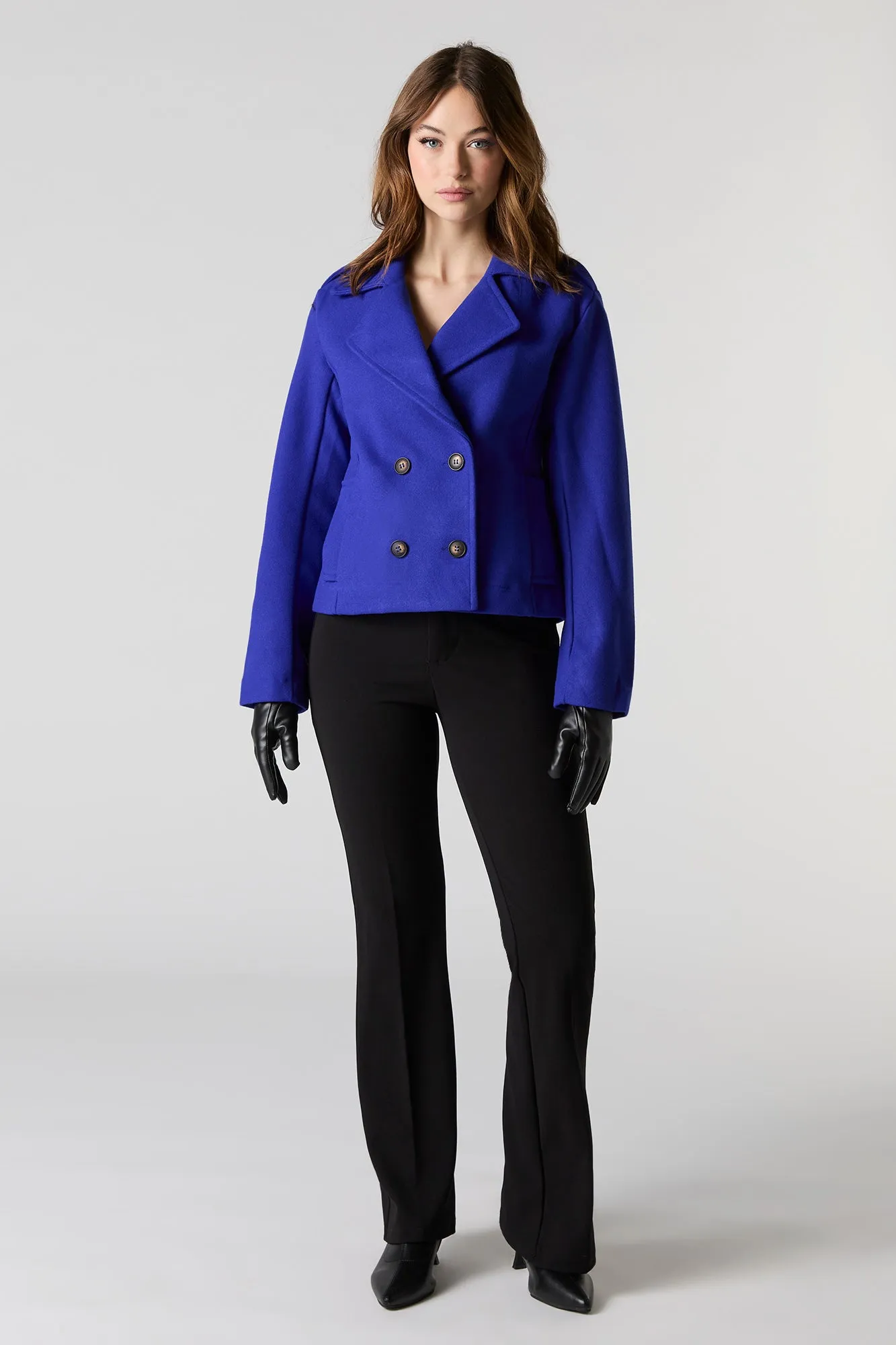 Double Breasted Cropped Peacoat