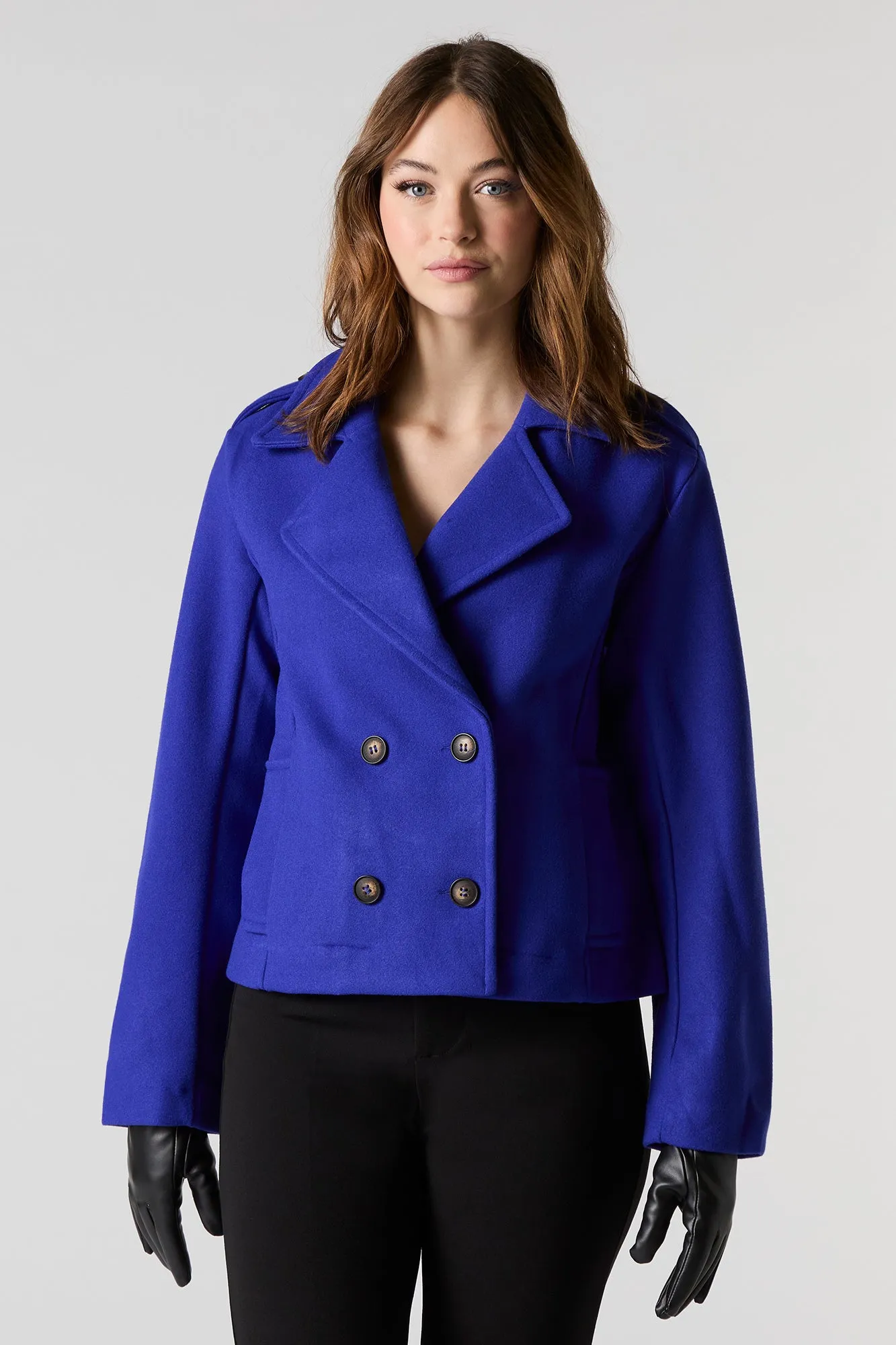 Double Breasted Cropped Peacoat