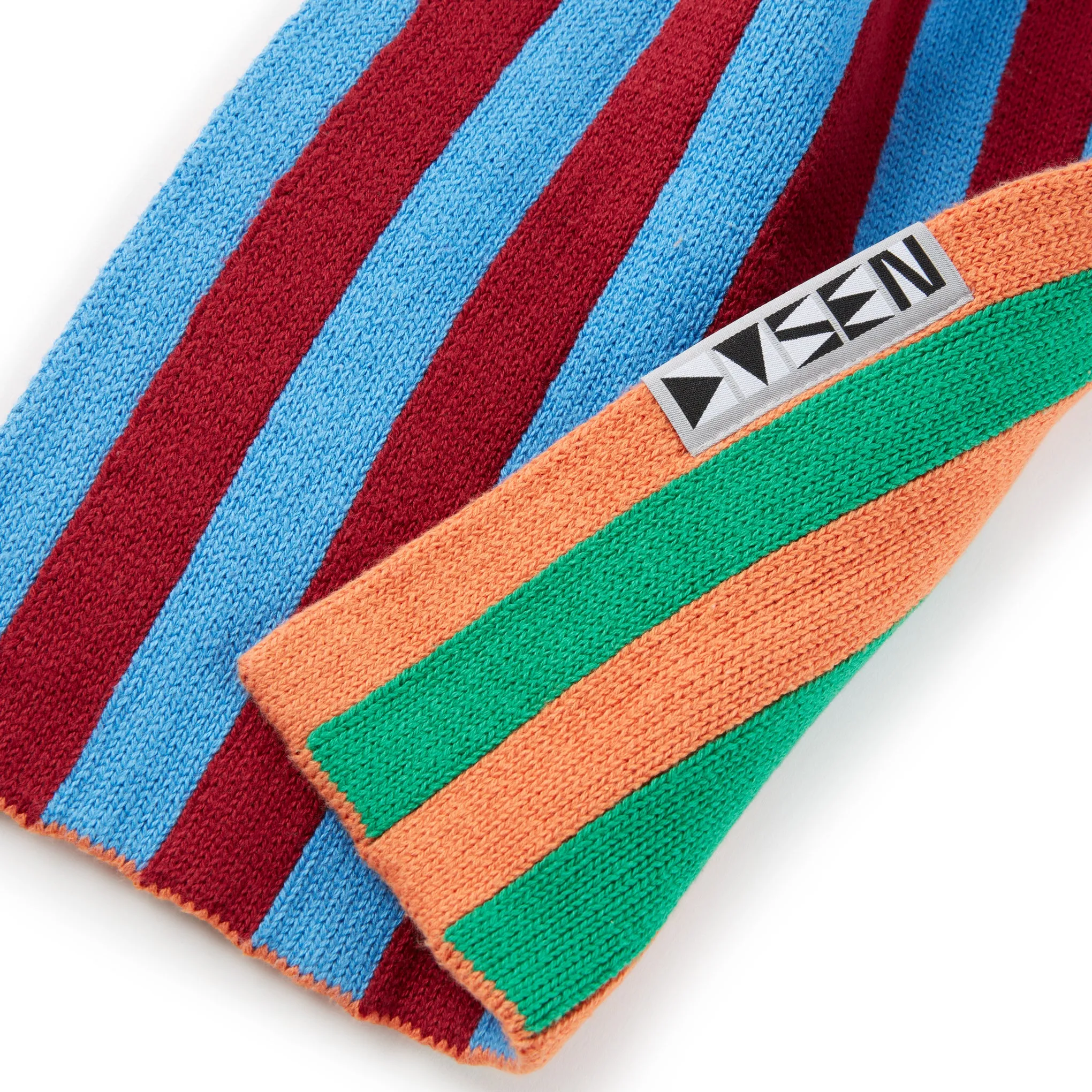 Dusen Dusen Reversible Striped Cotton Scarf - Blue/ Green