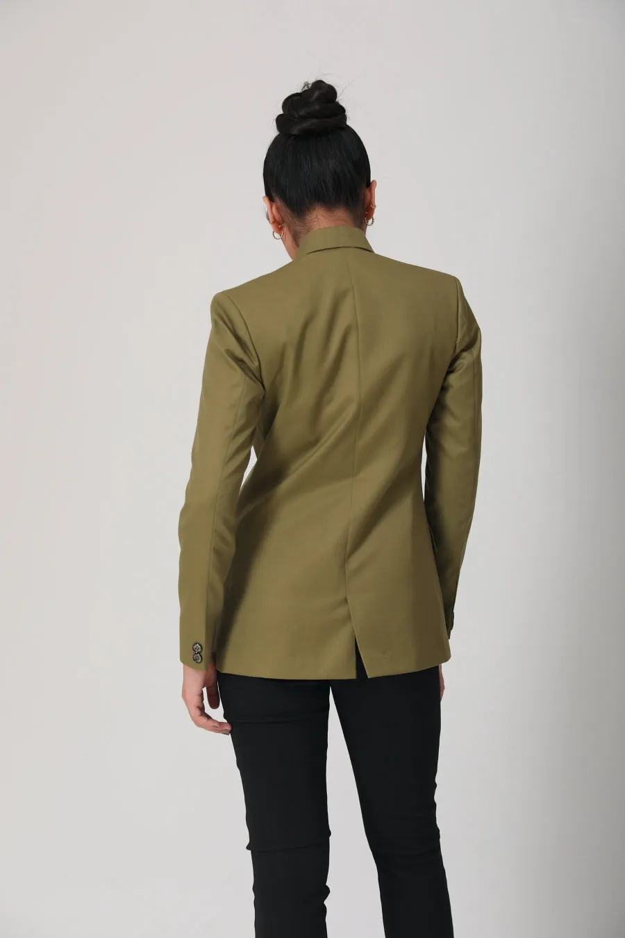 Fitted Olive Green Office Blazers For Women