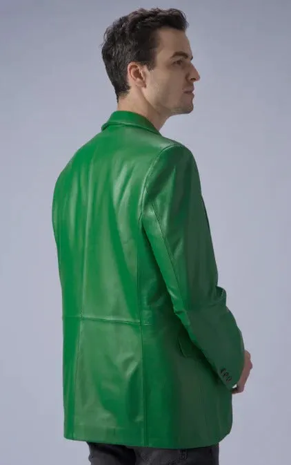 Green Leather Blazer for Men