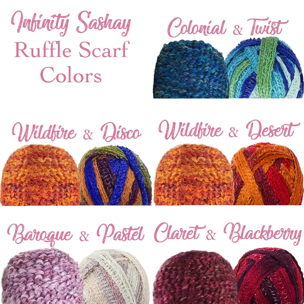 Infinity Sashay Ruffle Scarf Kit, Beginner Knitting Kit