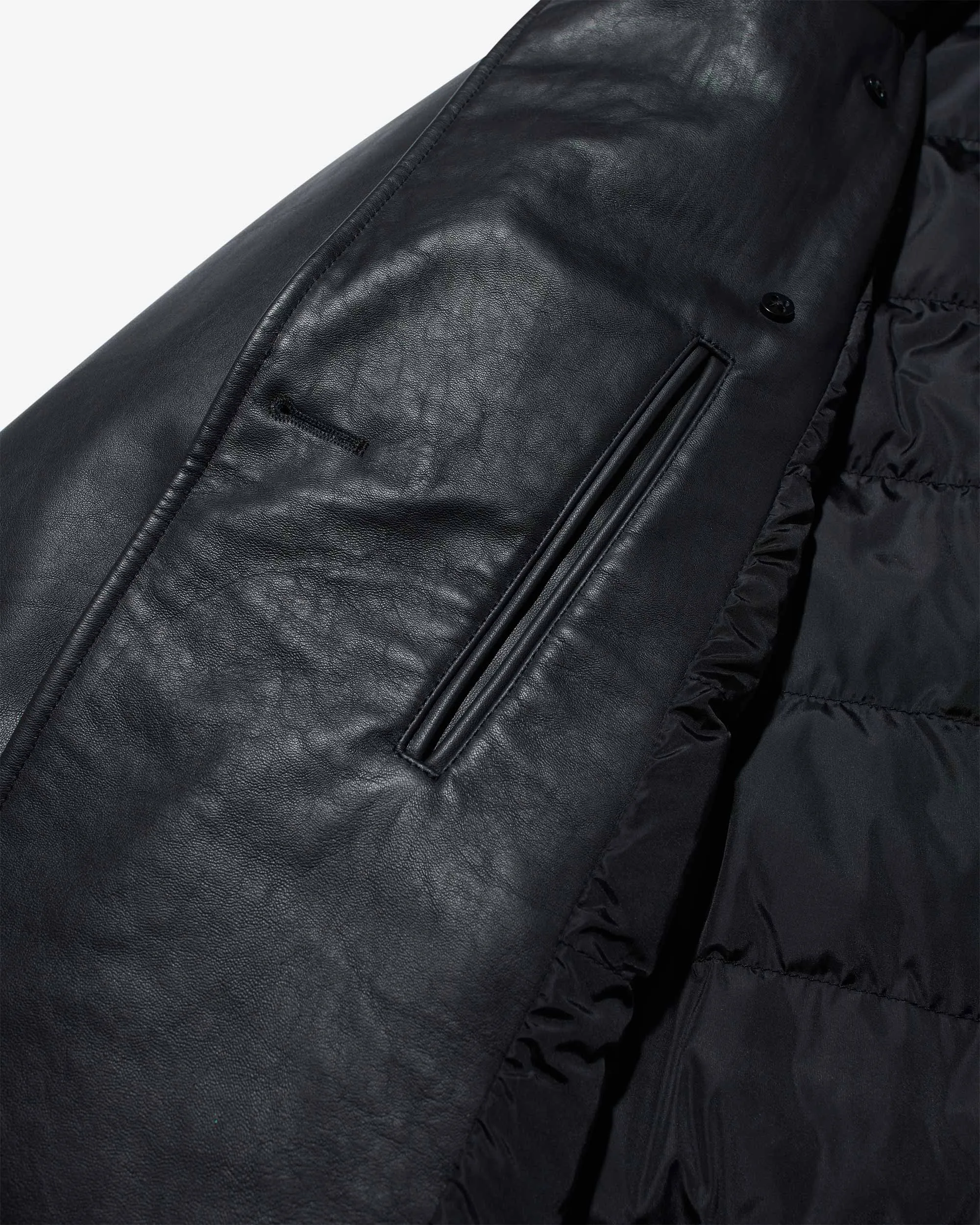 Insulated Leather Peacoat