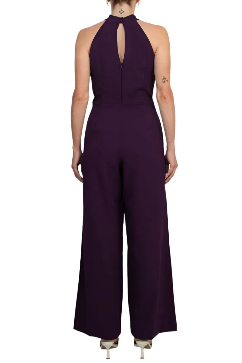 Julia Jordan Crossed Neck Keyhole Racerback Solid Crepe Jumpsuit