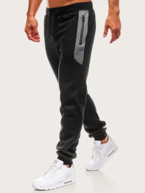 Men Contrast Panel Drawstring Sweatpants