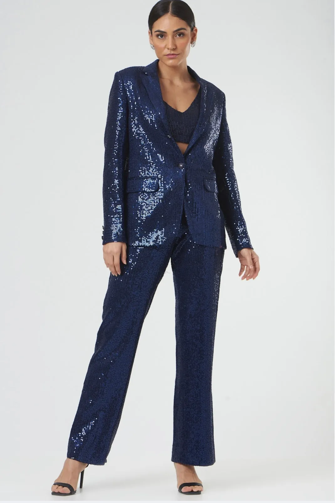 Navy Blue sequin blazer for Women's Evening wear