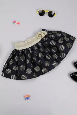 One Friday Kids Girls Navy Blue Polka Dot Skirt