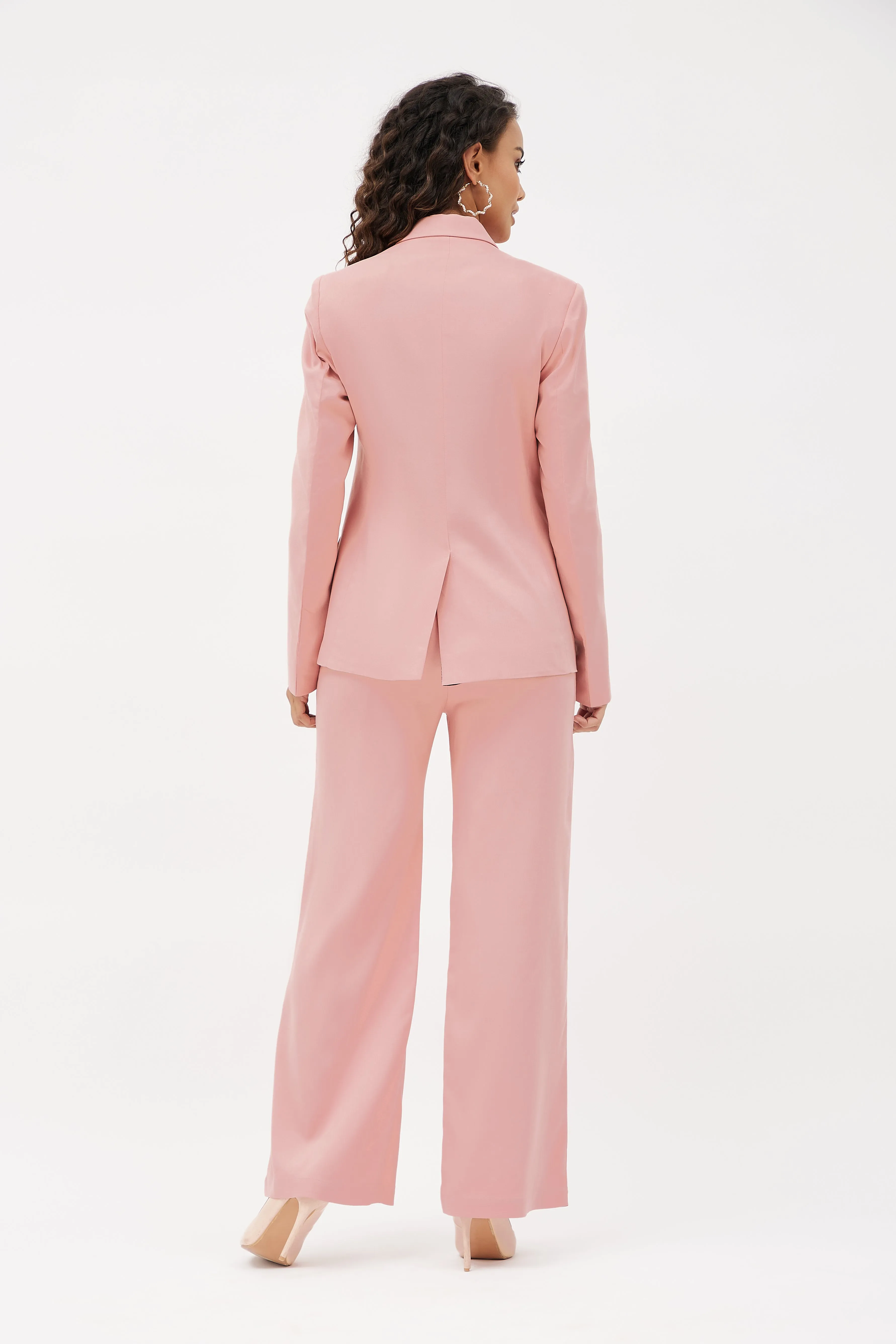 Relaxed Fit Wide Leg Trouser Set - Pink