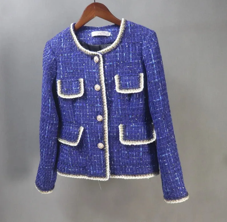 Royal Blue Coat Blazer Sequinned Women's Tailor CUSTOM MADE