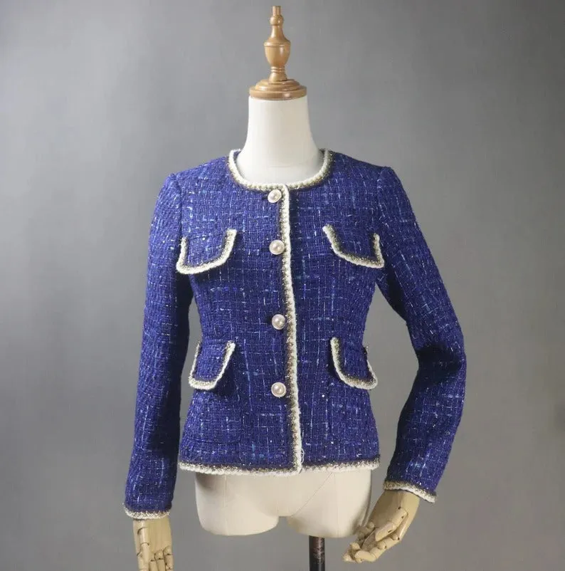 Royal Blue Coat Blazer Sequinned Women's Tailor CUSTOM MADE