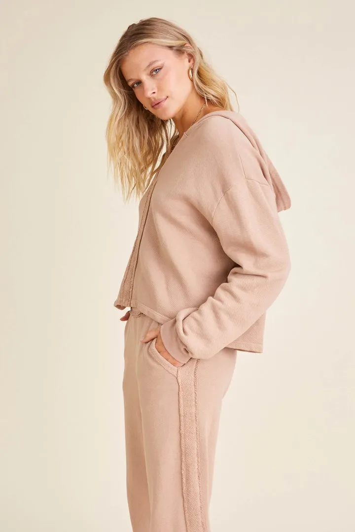 Tan Eclipse Seamed Hoodie Sweatshirt