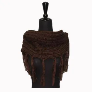 Tassel Infinity Scarf - Brown