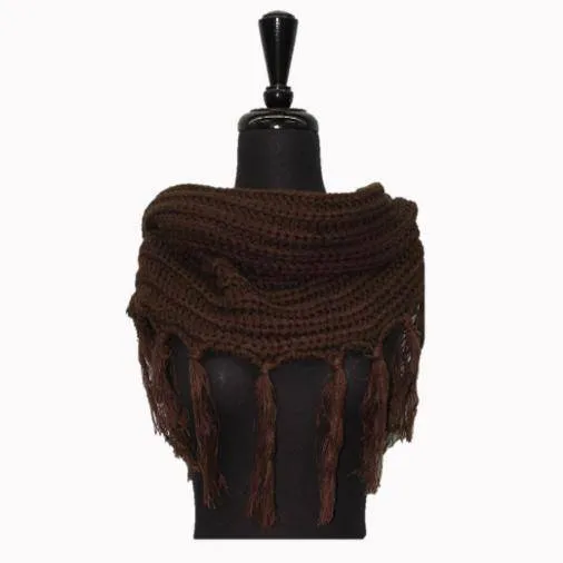 Tassel Infinity Scarf - Brown