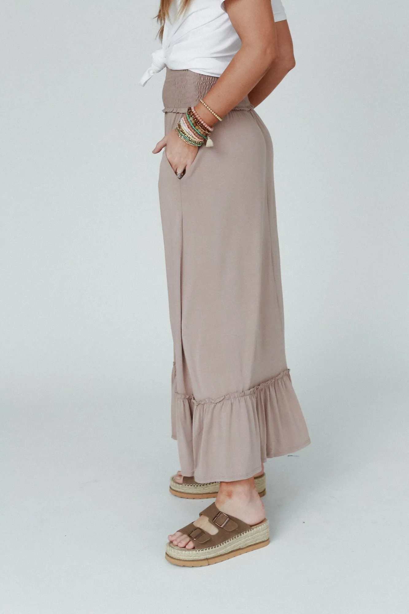 The Nest Rustic Romance Smocked Maxi Skirt - Dark Mocha