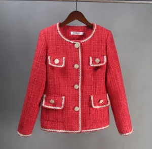 Womens CUSTOM MADE Sequinned Red Jacket Coat Christmas