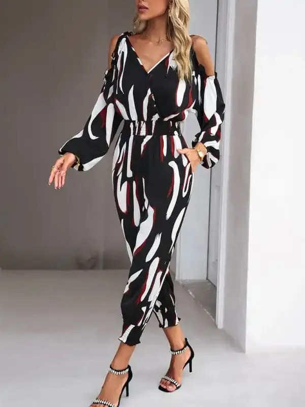 Women’s fashion jumpsuit commuting waist trousers