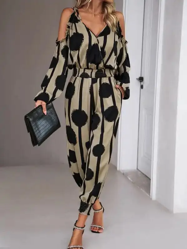 Women’s fashion jumpsuit commuting waist trousers