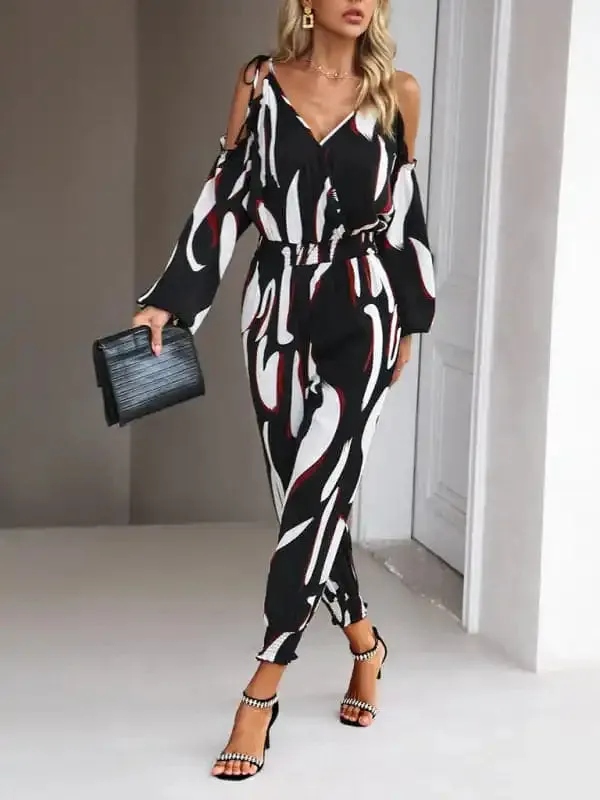 Women’s fashion jumpsuit commuting waist trousers